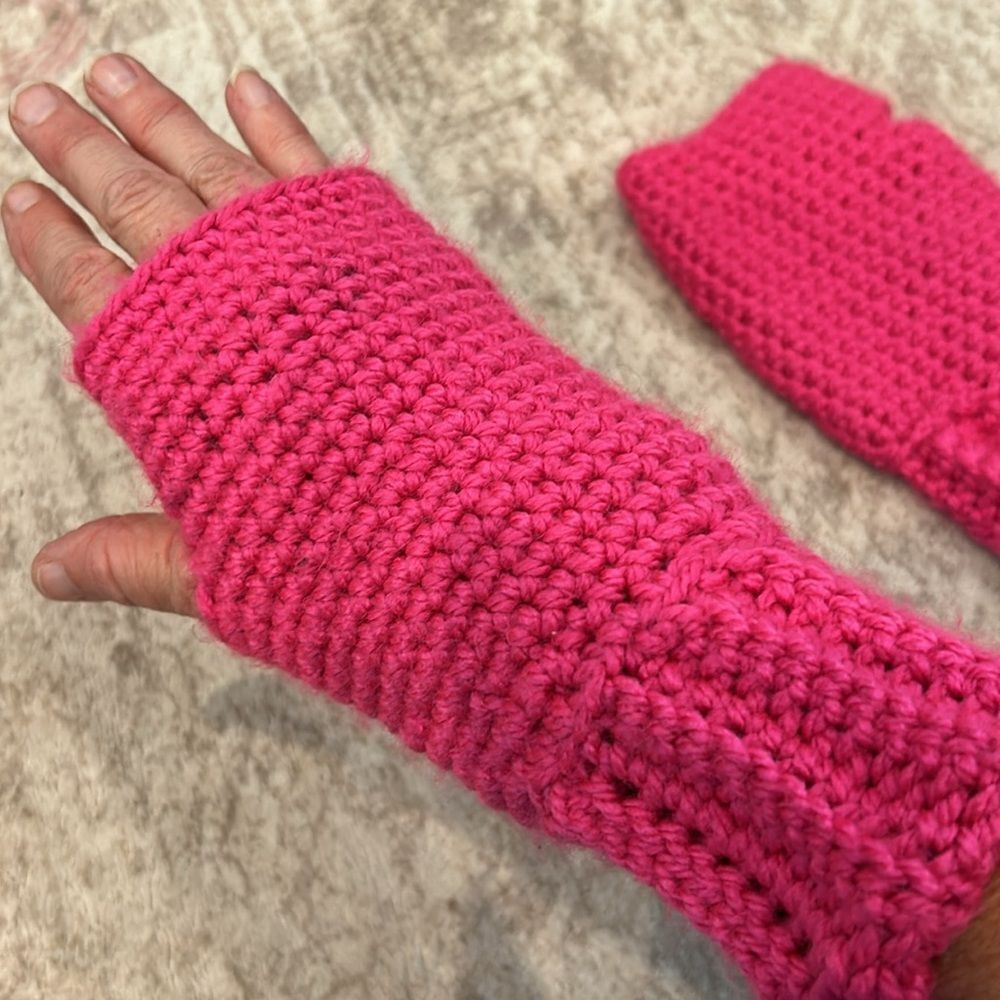 Pink Crochet Fingerless Gloves handmade by my grandma Betty